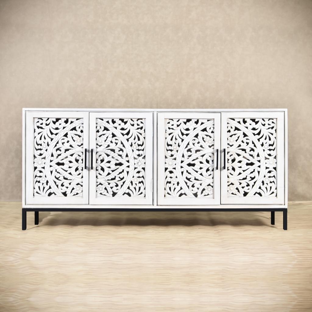 Four Carving Doors Solid Wood Living Room Cabinet