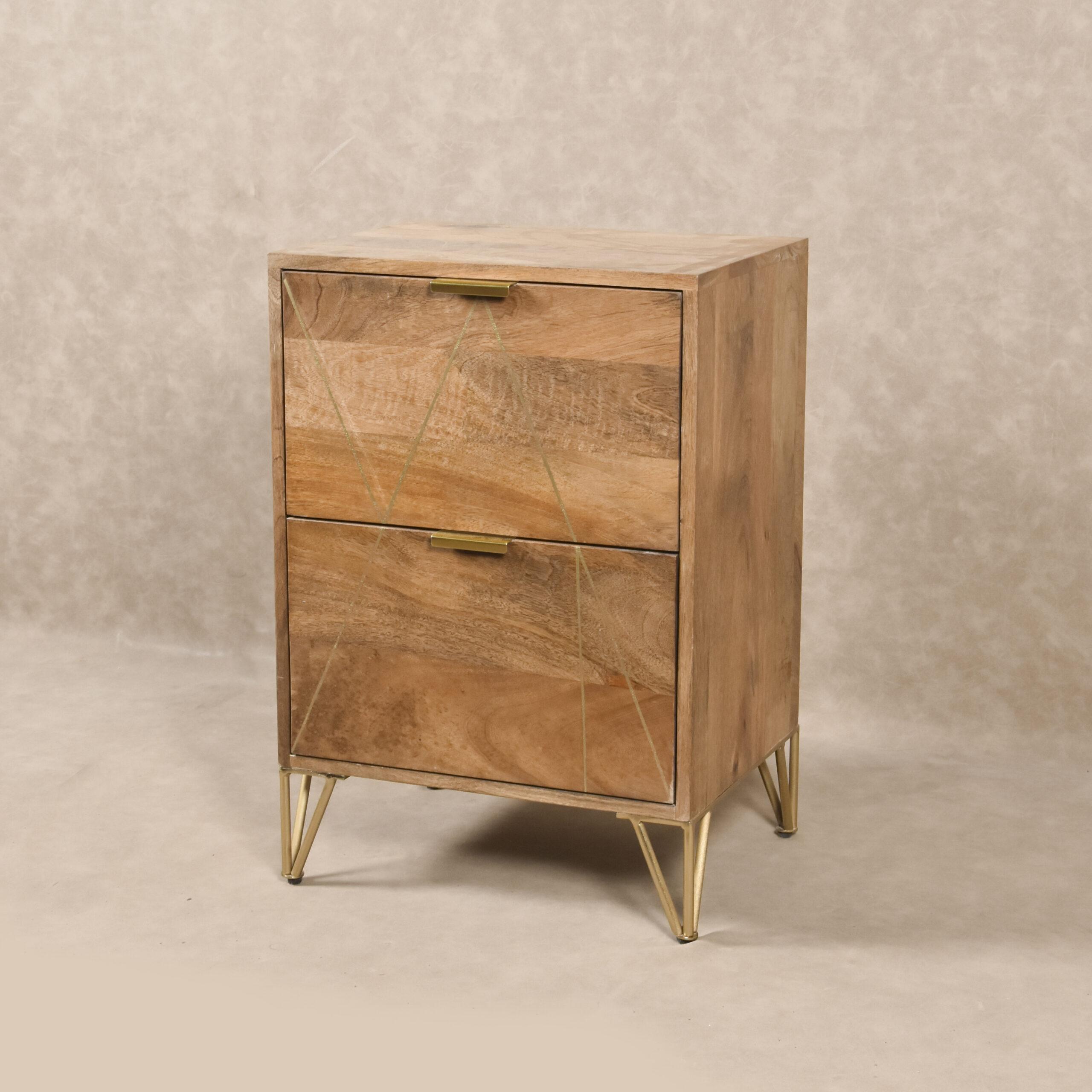 DEZARO WOODEN-BRASS BEDSIDE