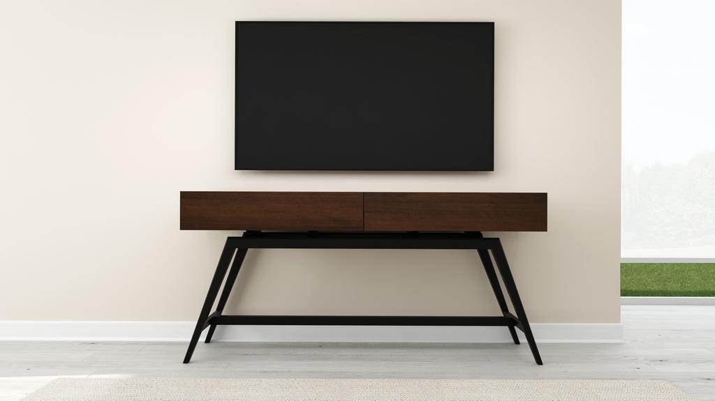MID-CENTURY MODERN CONSOLE IN A COGNAC FINISH