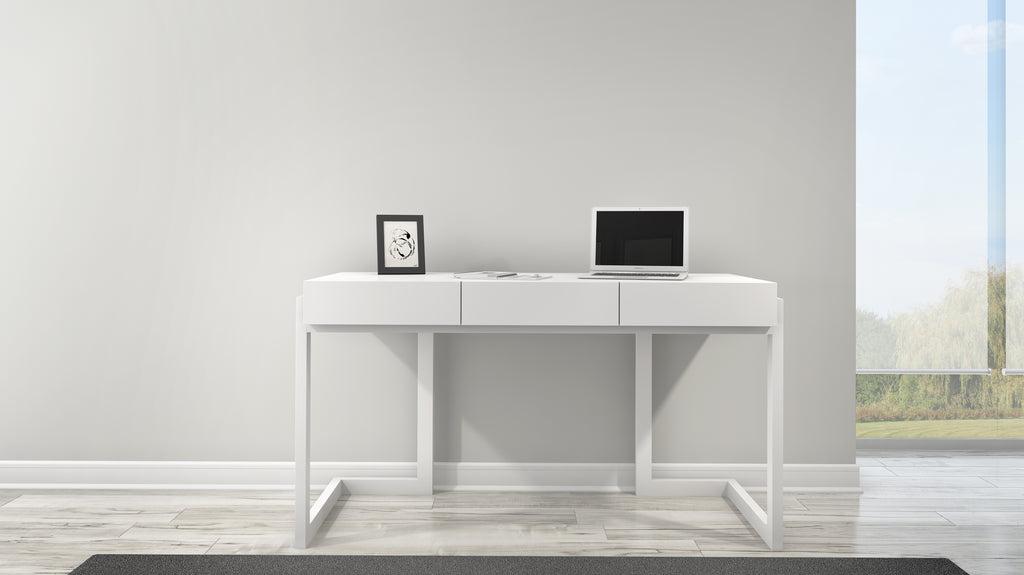 CONTEMPORARY WRITING DESK IN A TEXTURED MATTE WHITE FINISH