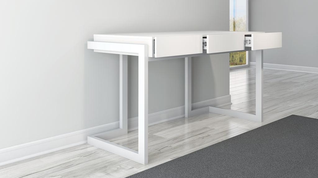 CONTEMPORARY WRITING DESK IN A TEXTURED MATTE WHITE FINISH