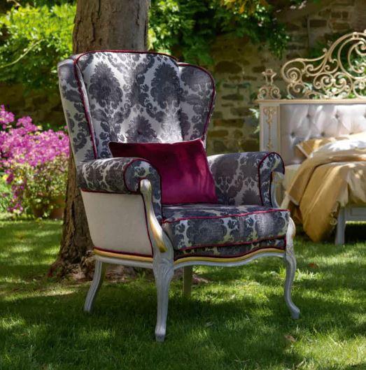 High Backed Venetian Style Winged Armchair