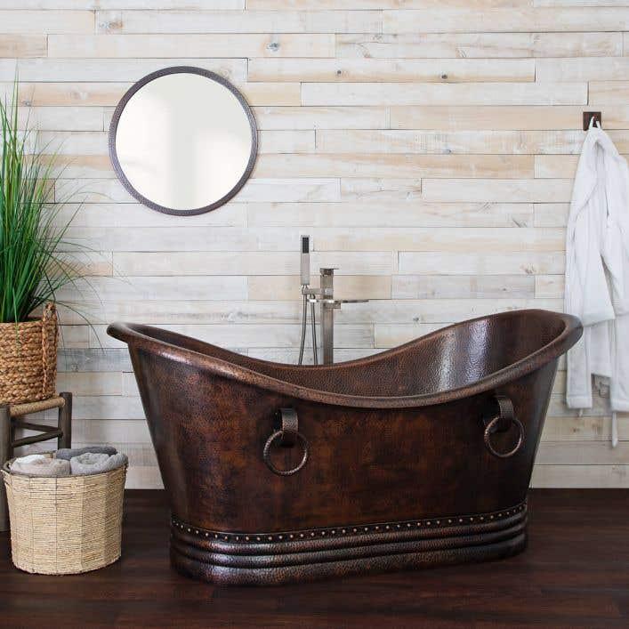 COLLIERS COPPER DOUBLE SLIPPER BATHTUB WITH RINGS