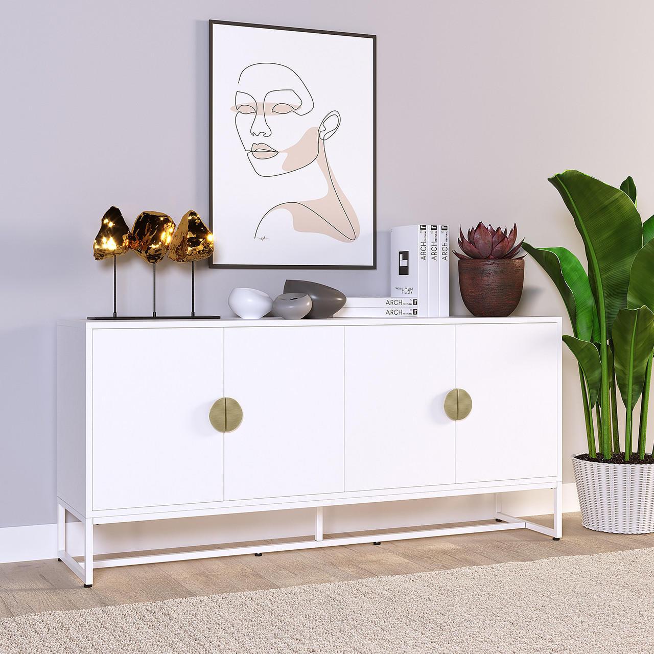 Erick 160cm 4-Door Storage Sideboard Buffet - White