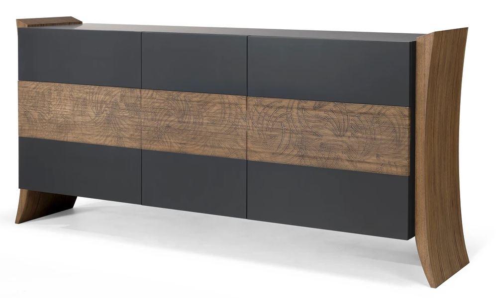 Sideboard With 3 Doors In Canaletto Walnut And Anthracite