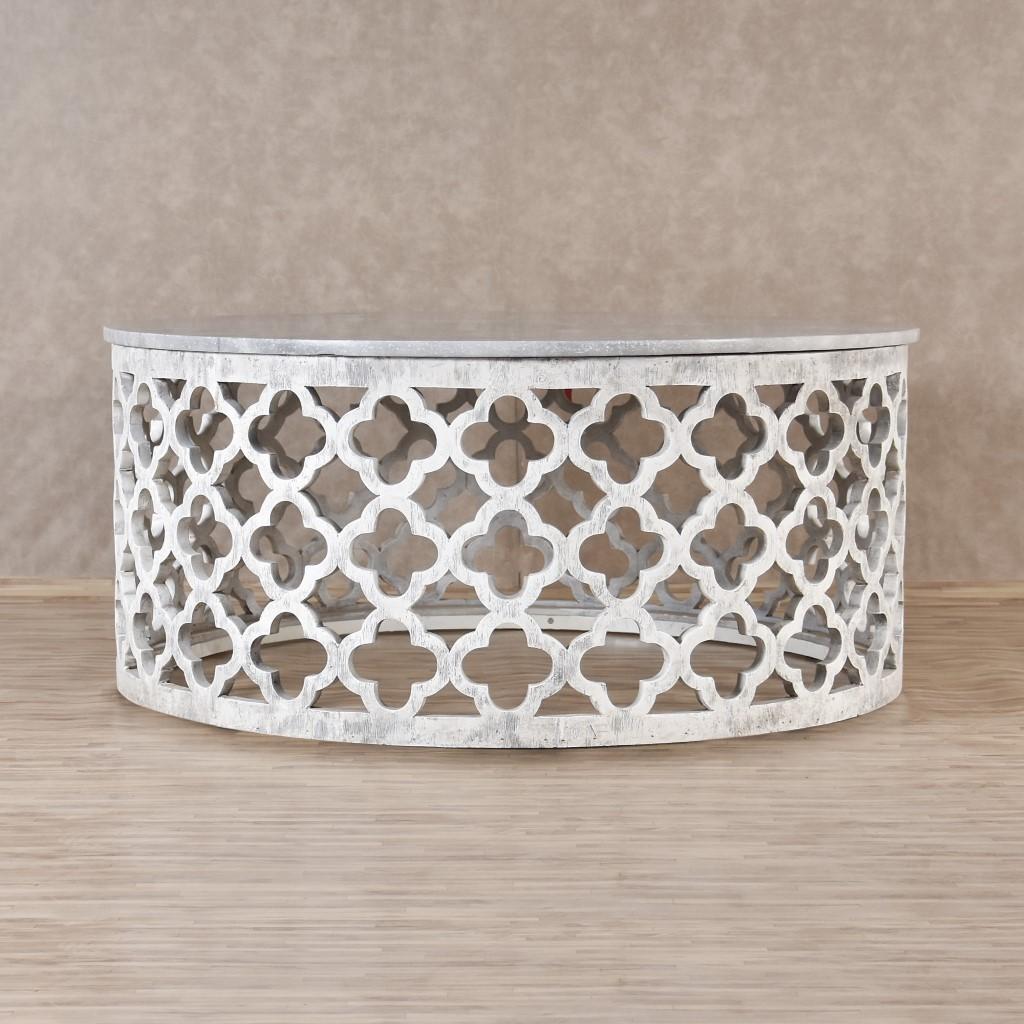 Dezaro Carved Quatrefoil Coffee Table