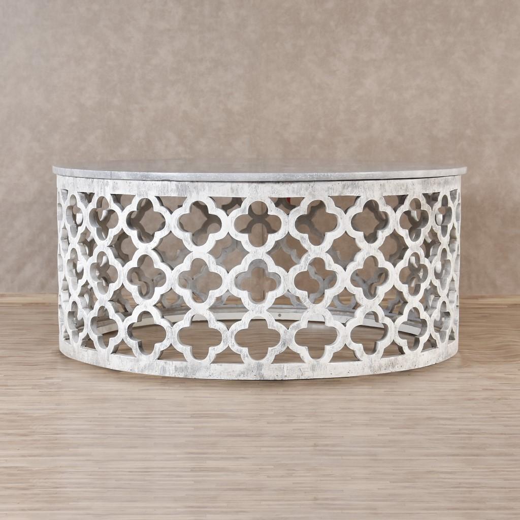 DEZARO CARVED QUATREFOIL COFFEE TABLE