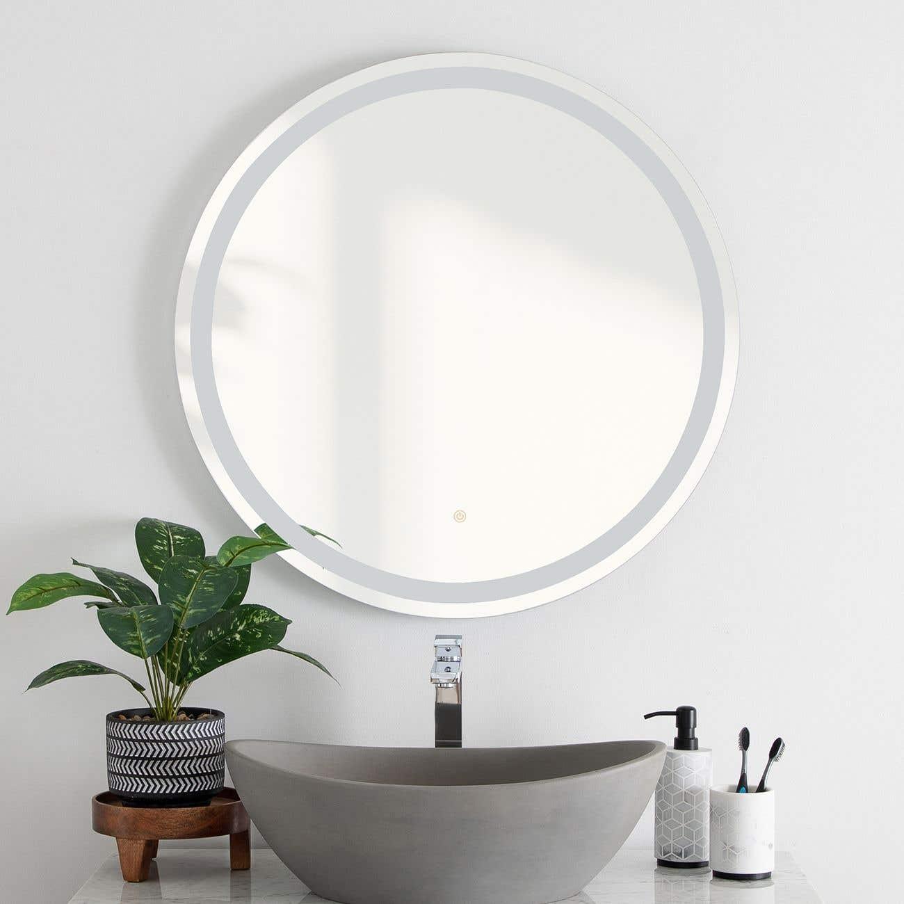 LILY LIGHTED ROUND BATHROOM MIRROR WITH ANTI-FOG