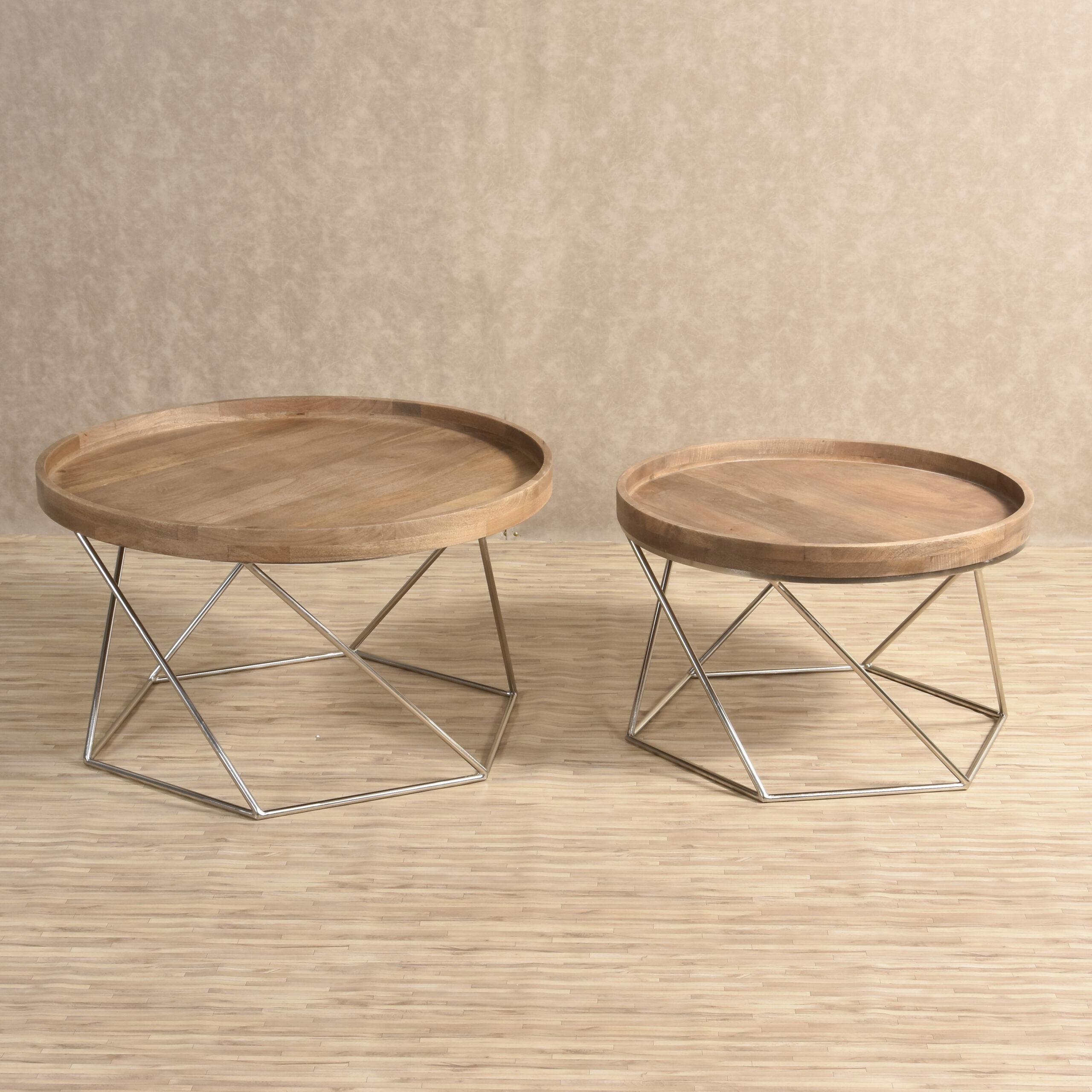 DEZARO HEXA-CIRCULAR WOODEN-METAL COFFEE TABLE