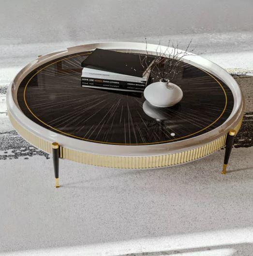 High End Veneered Low Round Coffee Table