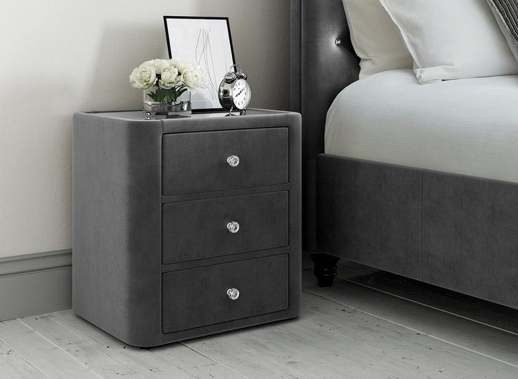 Ellis Velvet-Finish Bedside Table