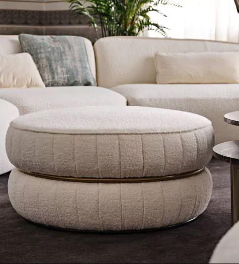 Luxury Round Bouclé Pouffe