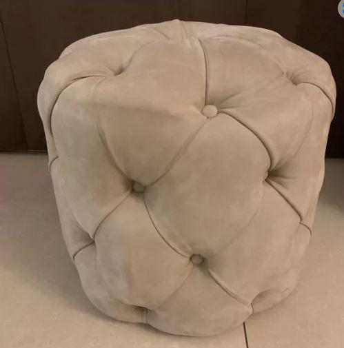 Italian Designer Soft Nubuck Leather Pouffe