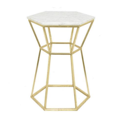 Gold Side Table With Marble Top