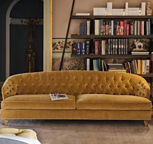 Large Button Upholstered Velvet Sofa