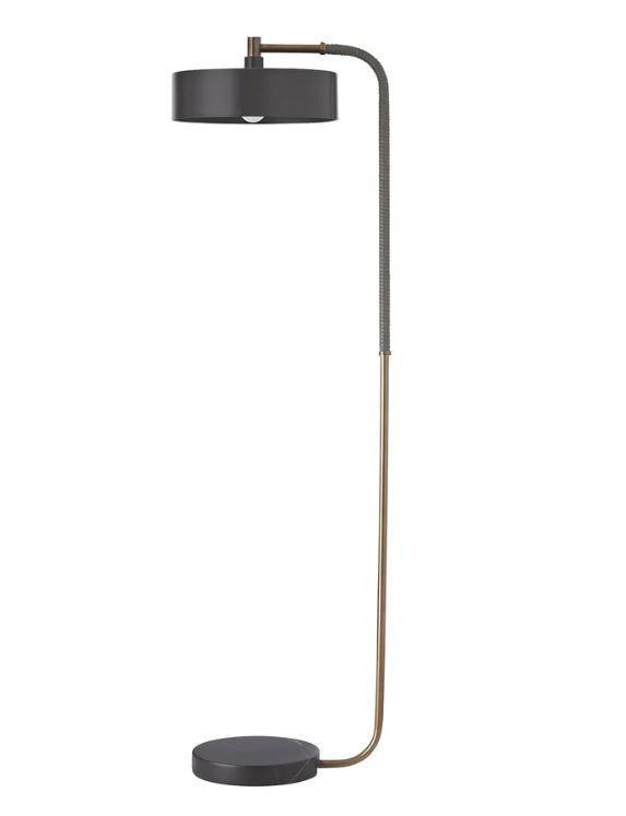 Aaron Floor Lamp Heritage Brass And Black Marble