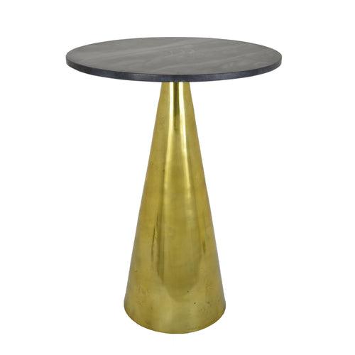 Gold Metal Side Table With Black Marble Top
