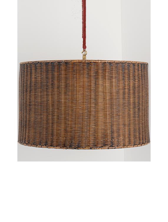 The Rattan Drum Hanging Light – With Single Electrified Cotton Cord