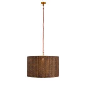 The Rattan Drum Hanging Light – With Single Electrified Cotton Cord