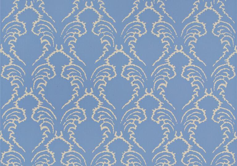 Etched Pineapple Wallpaper – Cream On Jasper Blue