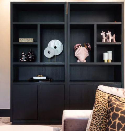 Modern Black Oak Veneer Bookcase