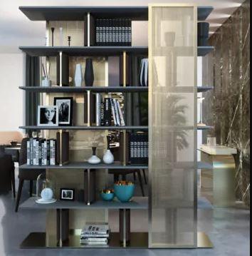 Contemporary Bookcase With Gold Detail