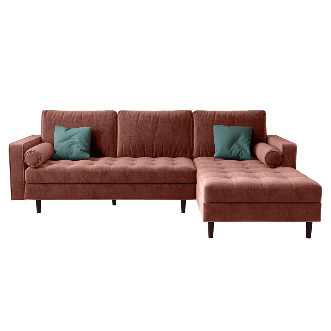 Claude 3 Seater Velvet Sofa With Chaise