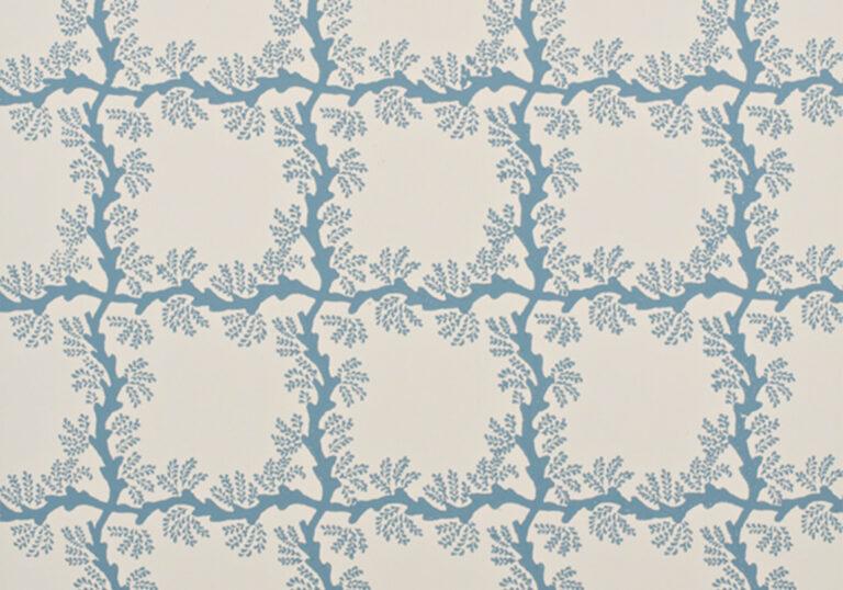 Espalier Square Wallpaper – Azure On Ivory