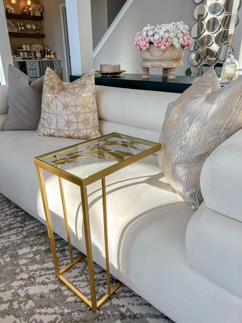 Gold Metal C Table With Butterfly Details